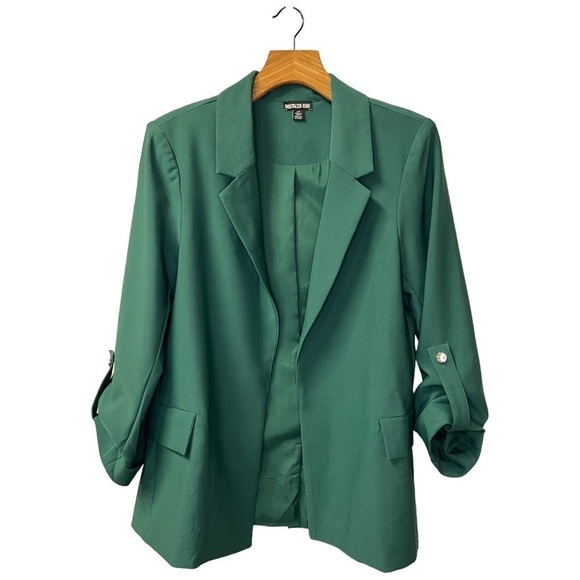 Rosewater Remi Open Front Blazer Roll Tab in Hunter Green Size S - Picture 3 of 10